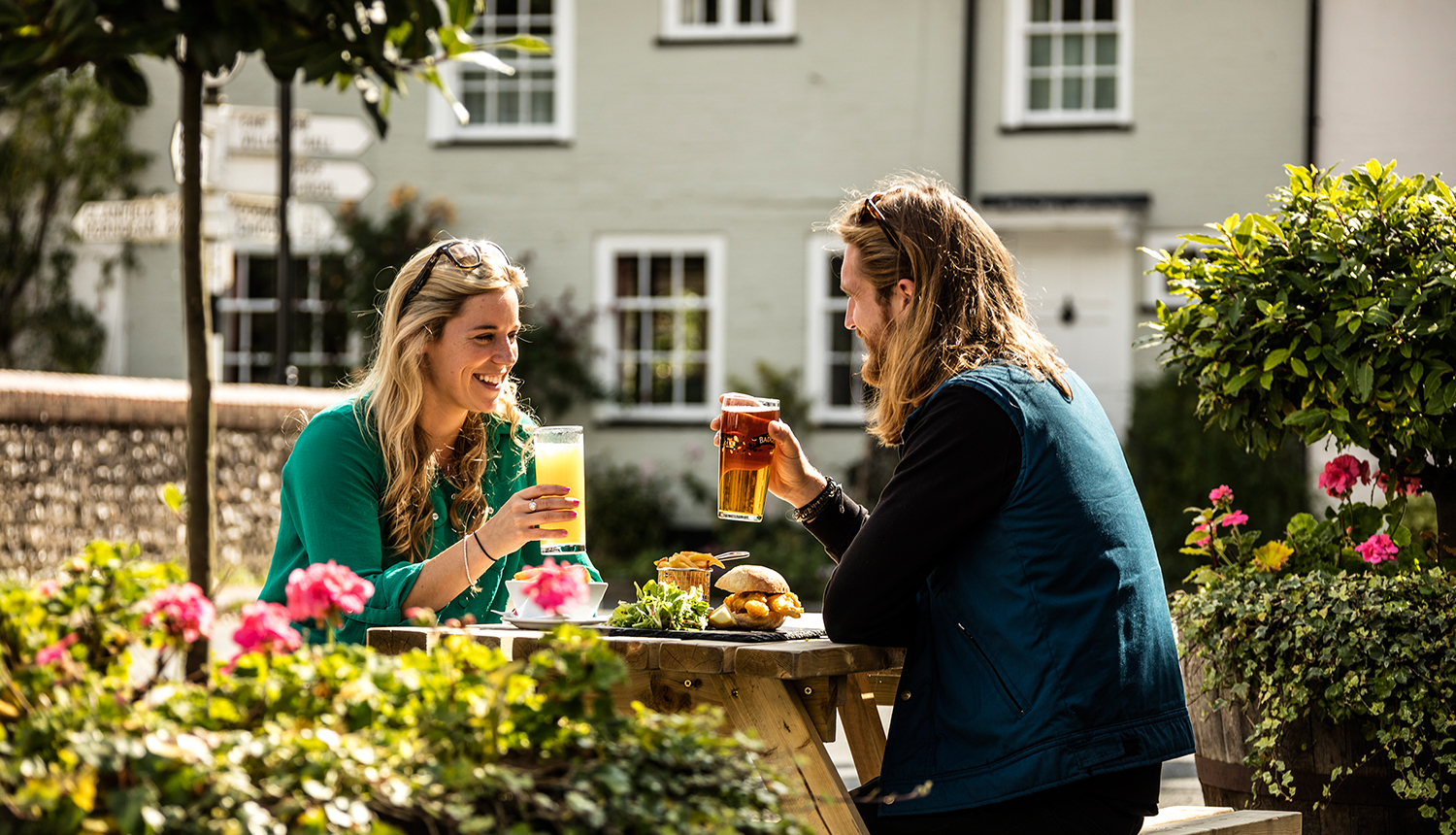 Couple Outside Pub in Hampshire